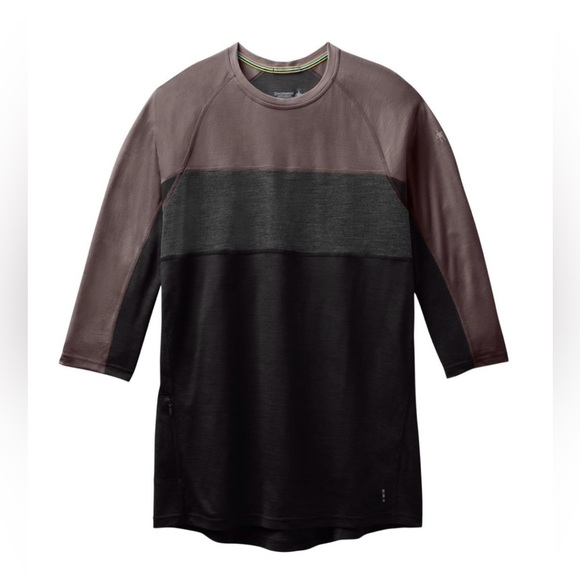 Men’s Smartwool Merino Sport 150 Crewneck Shirt | Size M | 3/4 Sleeve Black Grey - Picture 3 of 10